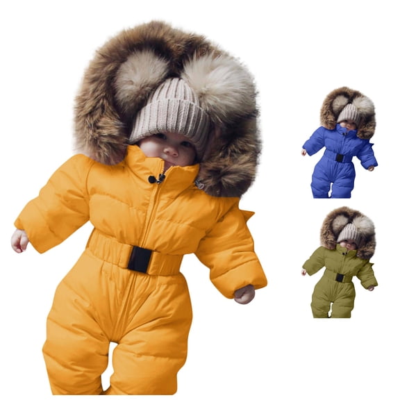 Vrotazzy Boys Wear Baby Romper Suit Warm Hooded Snowsuit Jumpsuit Down Coat Padded Outwear