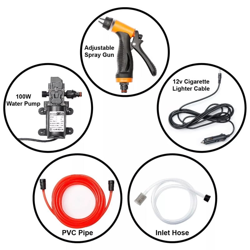 12V 160PSI Washdown Wash Pump Kit Electric DIY Car Washer Cleaner Sprayer Tool for Car, Home, Outdoor Use