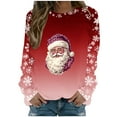 thumbnail image 2 of Uootdi Christmas Long Sleeve Sweatshirts for Women Crewneck Christmas Holiday Sweatshirts Retro Santa Claus Graphic Shi rt Gift Xmas Tree Reindeer, 2 of 5