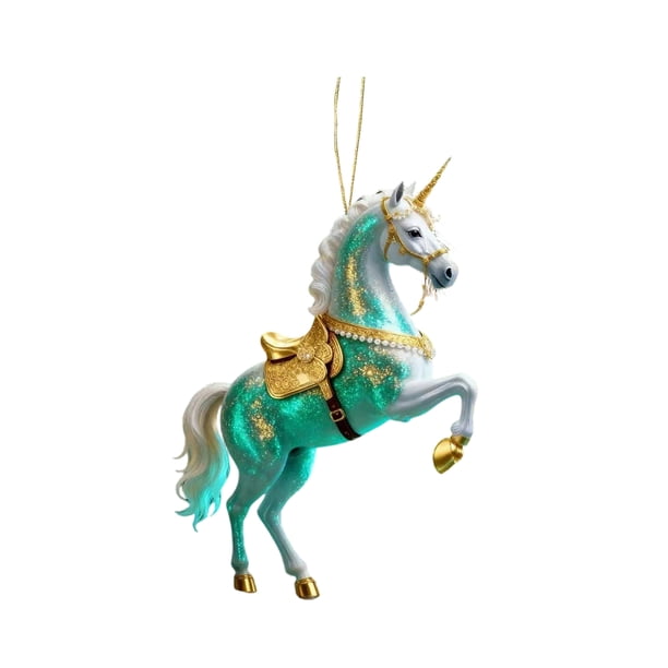 Colgante de caballo 2D acrílico realista, adorno navideño con lazo para colgar, ideal para amantes de la equitación.