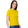 thumbnail image 2 of eloria Women's Lycra Round Neck Slim Fitted Basic Tee Tops Short Sleeve T-Shirt, Color : Yellow, 2 of 6