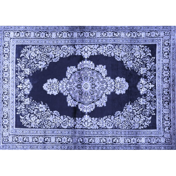 Ahgly Company Indoor Rectangle Medallion Blue Traditional Area Rugs, 5' x 8'