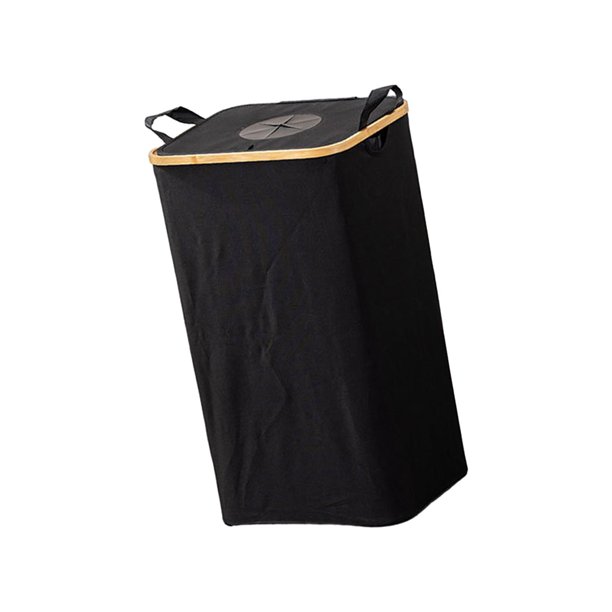 Cesta grande para la colada, cesta de almacenamiento de ropa independiente de 100L, cesta para la colada con tapa, cesta para ropa sucia para baño y Negro