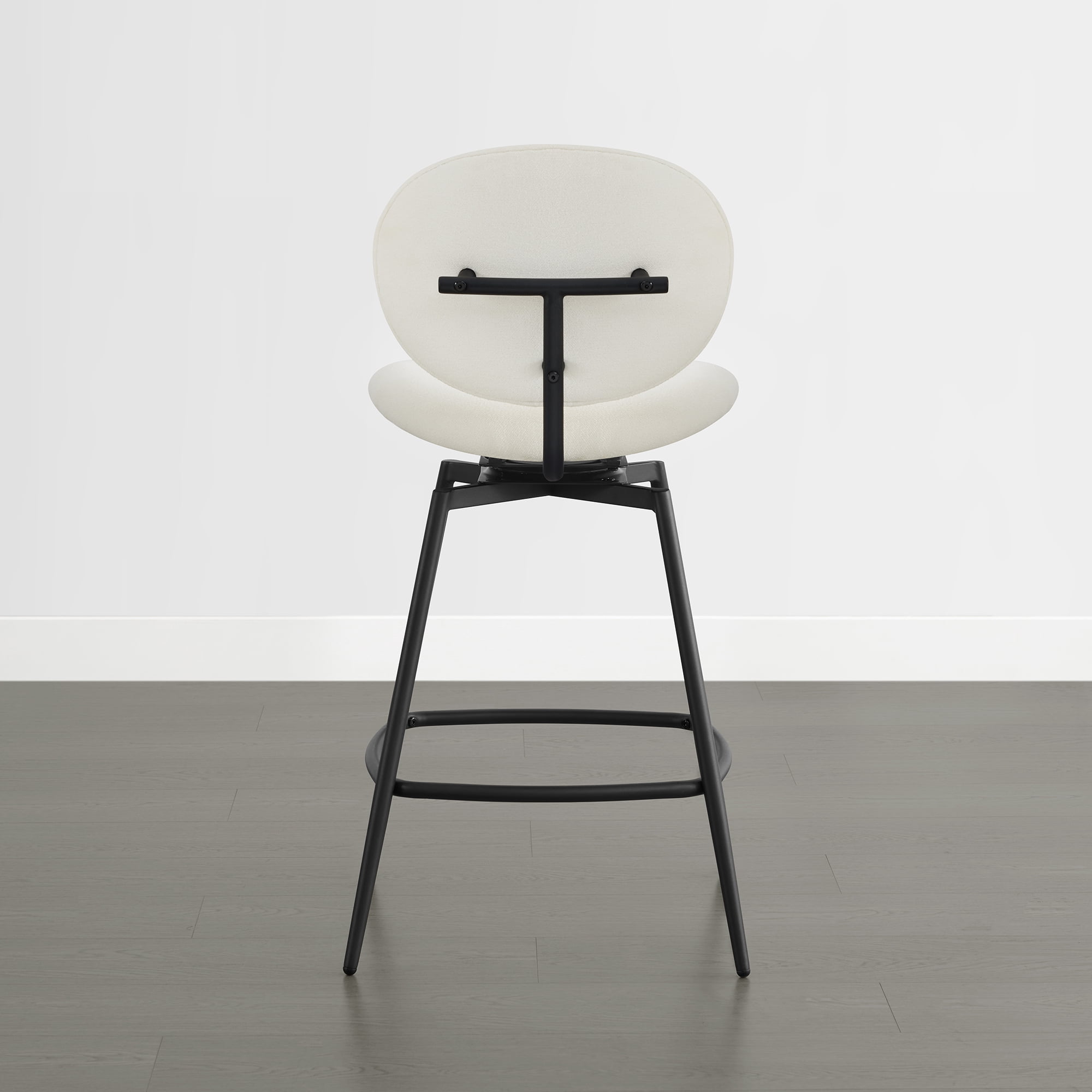 Spruce & Spring Swivel Upholstered Bar Stool with Back, Metal Frame Counter Height Stool with Footrest for Kitchen Island Dining, Boucle Fabric, Set of 2, Cream