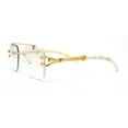 thumbnail image 3 of Rimless Luxury Jaguar Jewel Arm Rectangle Hustler Gangster Sunglasses Gold White - Clear, 3 of 4
