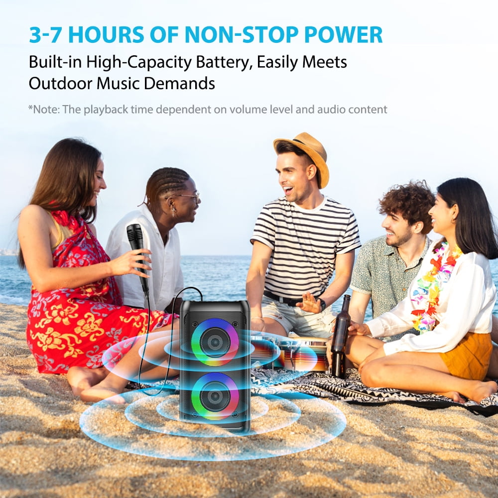 Karaoke Machine for Adults, Portable Wireless Speaker with 1 wired Microphones, Outdoor, Supports USB/TF/AUX, Ideal Gifts for Family, Music Lover