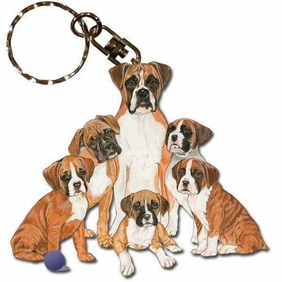 Boxer Keychain, Souvenir Key Holder, Dog Charm Tag, Pet Key Rings Craft Ornaments, Wooden Die-Cut