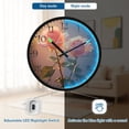 thumbnail image 5 of Voice Activated Clock with Glow Light 12 Inch Large Silent Wall Clock Battery Operated for Home Decor Two Pink Roses, 5 of 8