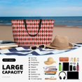 thumbnail image 5 of Kdxio Red and Brown Squares for Beach Bag for Women Large Beach Tote Bag Waterproof Sandproof Swim Bag with Zipper Pockets Beach Vacation Travel, 5 of 7
