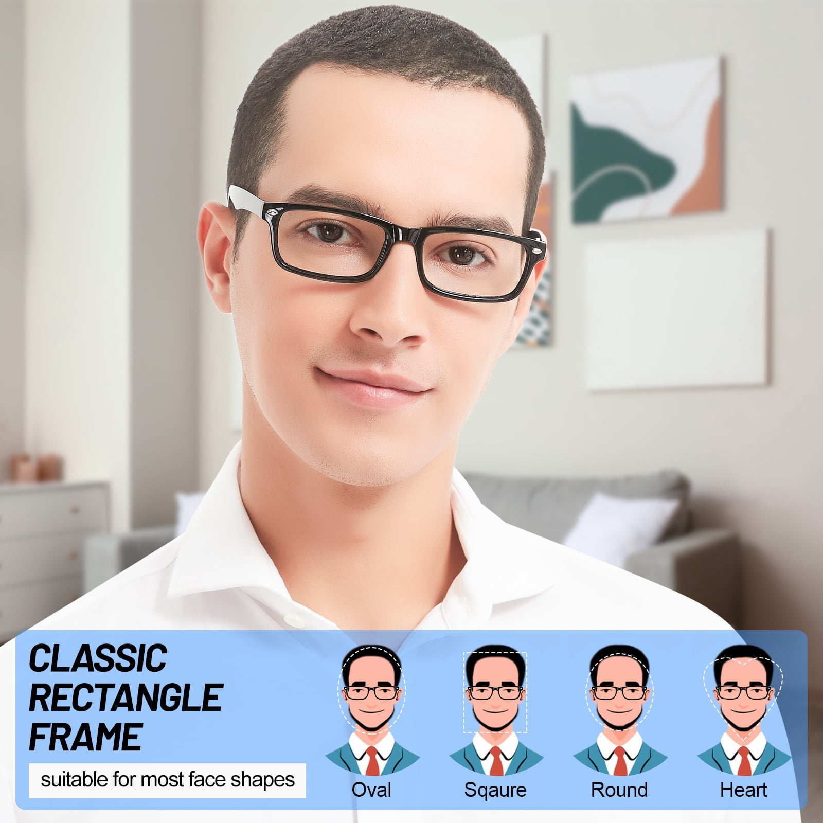 WEMOOTANTS 3 Packs Reading Glasses 1.75 for Men Black Rectangle Readers 1.0 1.25 1.5 1.75 2.0 2.25 2.5 2.75 3.0 3.5 4.0 5.0 6.0