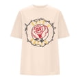 thumbnail image 5 of Graphic Tennis Tees for Women Women’s T-Shirts Oversized Graphic Tops for Casual Everyday Wear Blend Tee with Prints Comfortable Fit Beige 3XL, 5 of 5