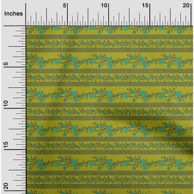 oneOone Polyester Lycra Fabric Stripe|Leaves & Floral Block Print Fabric By The Yard 56 Inch Wide