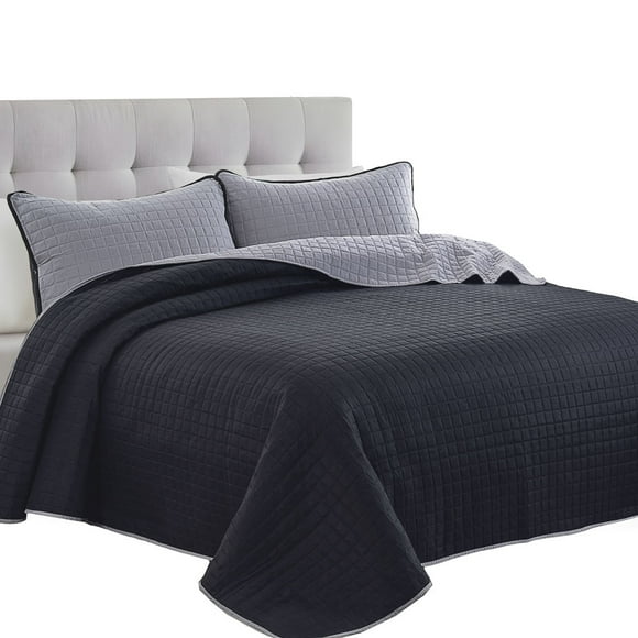 Edredón Capitonado con Fundas Matrimonial Napoli Negro Elefantito 1.80 x 2.20 m Funda 73 x 58 cm