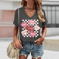thumbnail image 2 of Womens Valentine T Shirts V-Neck Love Heart Printed Tee Short Sleeve Spring Summer Tops, 2 of 5