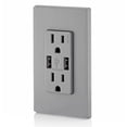 thumbnail image 4 of Leviton 2-Port USB Charger & Tamper-Resistant Duplex Receptacle, 15A, Gray (T5632-GY), 4 of 4