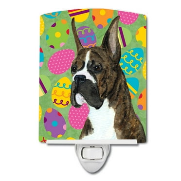 Caroline's Treasures SS4853CNL Boxer Easter Eggtravaganza Ceramic Night Light, 6x4x3", multicolor