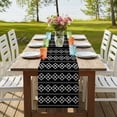 thumbnail image 4 of Table Runners 36 Inches Long Dress Scarves, Black Boho Farmhouse Kitchen/Dining Table Runner, Short Coffee Tablerunners, Vintage Ethnic Tribe Abstract Art Geometric 13x36 Inch, 4 of 9