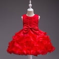 thumbnail image 2 of mgoYE Girl Party Dress Flower Girl's Dress Princess Puffy Tulle Dresses Bridesmaid Wedding Communion Birthday Party Pageant Maxi Prom Gown for Kids(Red,3-4 Years), 2 of 4