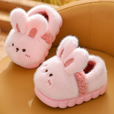 

COM1950s Slippers for Boys Fall/Winter Childrens Warmth Indoor Non Slip Cute Plush Slippers Girls/Boys/Babies Heels Home Cotton Slippers