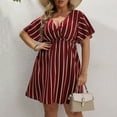thumbnail image 4 of Antinious Summer Dresses for Women,Womens Dresses for Party,Plus Size Dresses for Curvy Women Casual V-Neck Short Sleeve Loose Beach Dress,Wine,L, 4 of 5