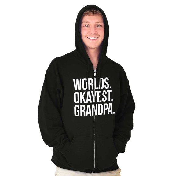 Worlds Okayest Grandpa Funny Zip Hoodie Sweatshirt Men Brisco Brands S