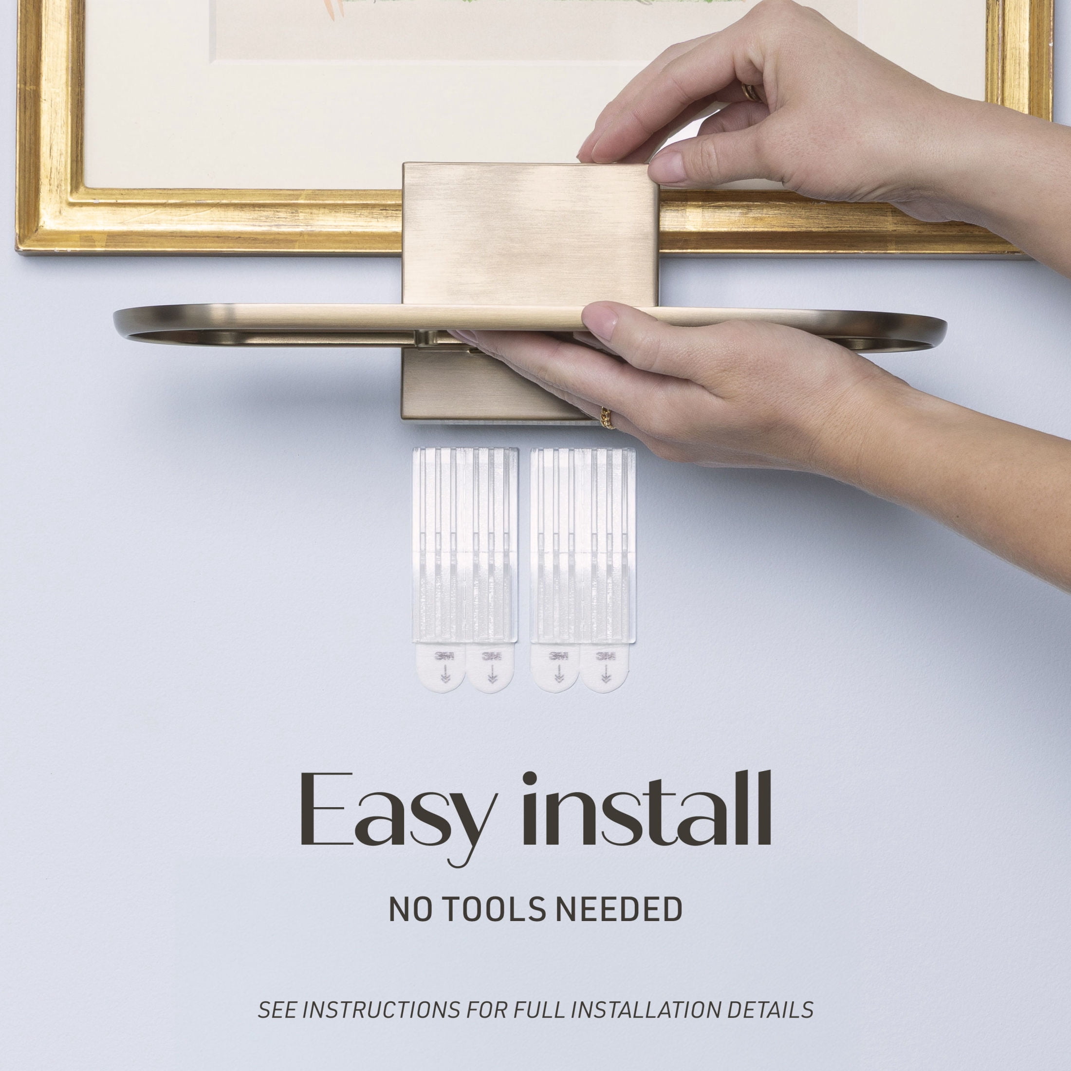 Command Decor Metal Wall Shelf, Brushed Brass, Holds 5 lbs, 1 Shelf, 8 Large Adhesive Strips