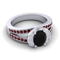 thumbnail image 3 of 2.35 T.C.W Wonderful Oval Cut Black Onyx & Garnet Gemstone Wedding Ring for Ladies Solid 18K White Gold Size 9 by Diamond-Capitals, 3 of 8