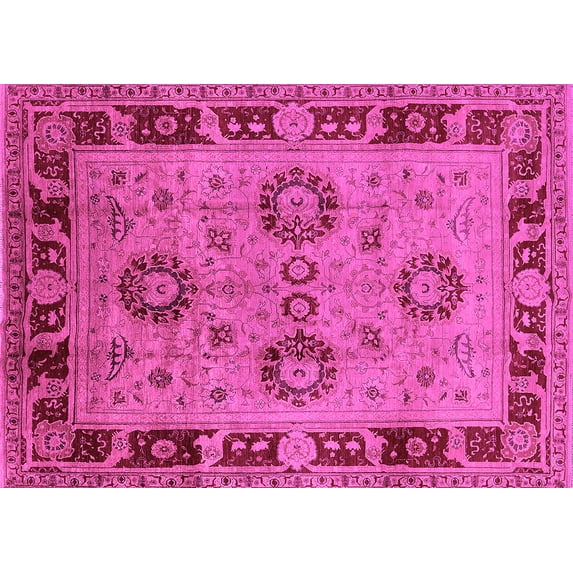 Ahgly Company Indoor Rectangle Oriental Pink Industrial Area Rugs, 5' x 7'