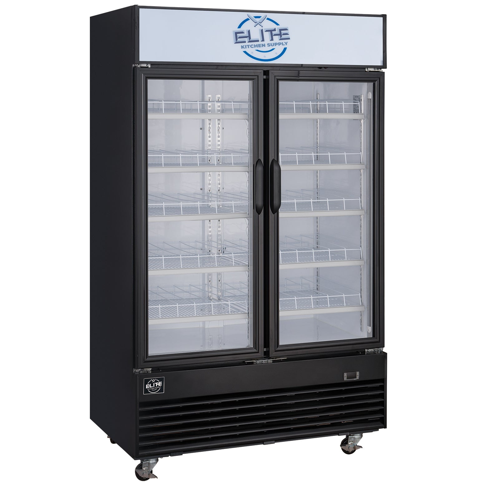 NSF 48 in. 2-Glass Doors Commercial Refrigerator, 35 Cu. Ft. Display Refrigerator, Black