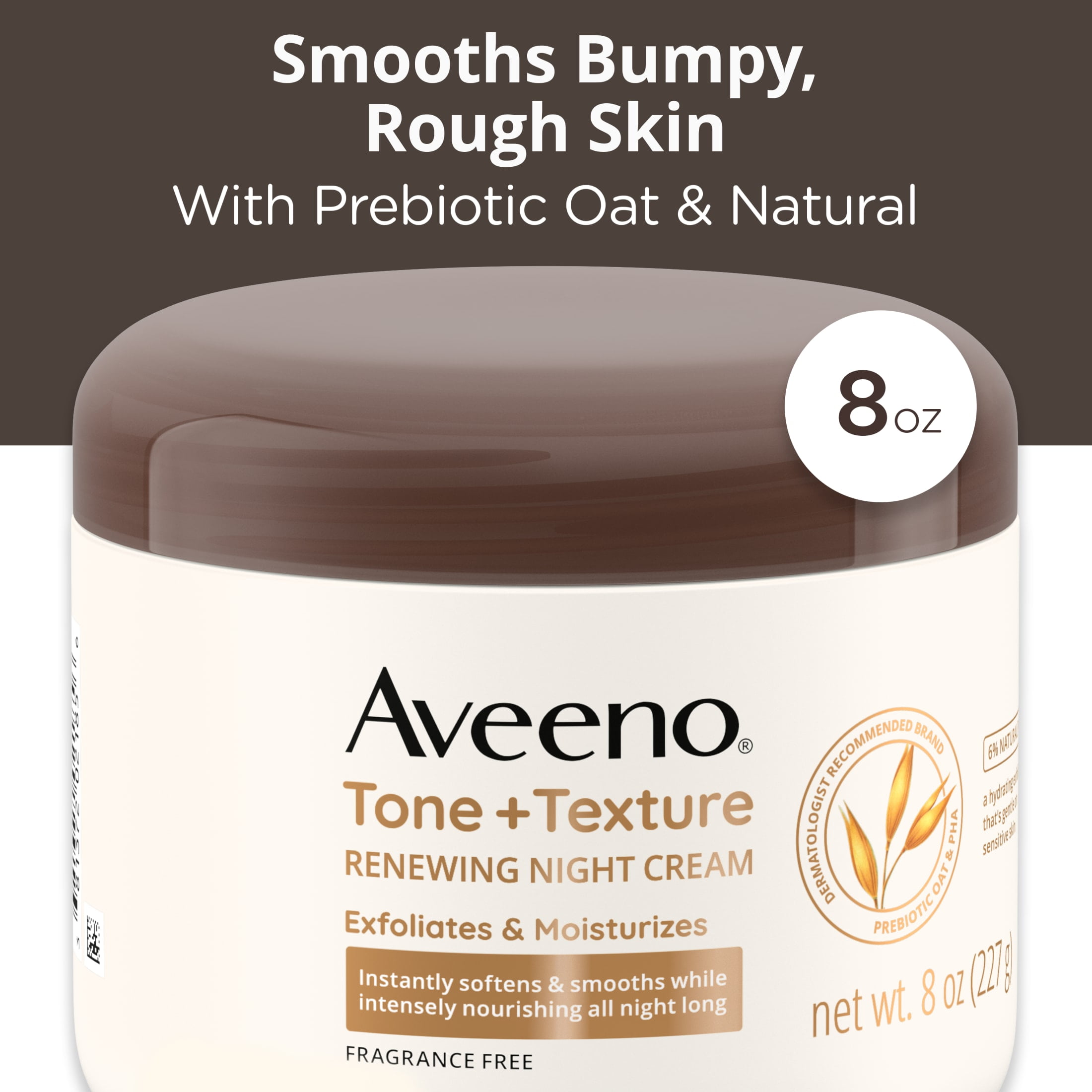 Aveeno Tone Texture Renewing Body Night Cream, Sensitive Skin, oz 