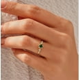thumbnail image 3 of Jewelerix Princess Cut Green Emerald Ring, 14K Gold Vermeil Vintage Cluster Ring with White CZ Accents, Dainty Promise Ring, Unique Birthstone Jewelry Gift, 3 of 5