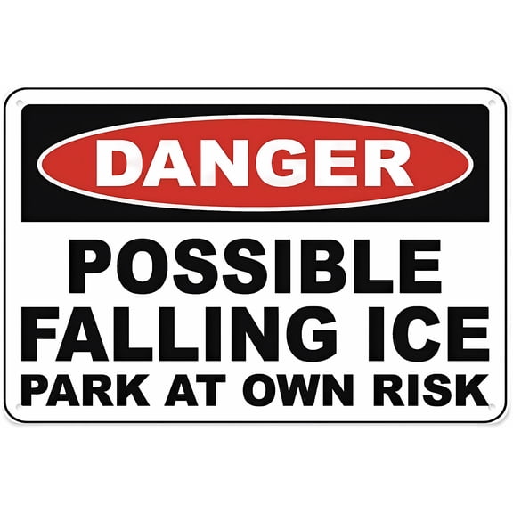 Danger Possible Falling Ice Sign - 8"x12" Vintage Metal Warning Wall Decor for Home Farm Bar Coffee Shop Club