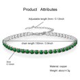 thumbnail image 5 of PYNZY Adjustable Tennis Chain Link Bracelet ,Dainty 3mm Green Emerald Bracelets for Women Jewelry Gifts, 5 of 7