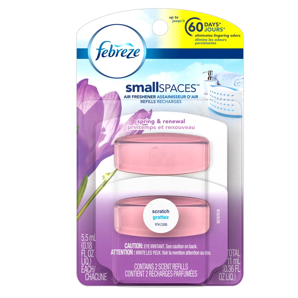 Febreze SmallSpaces Spring & Renewal Refills Air Freshener (2 Count, 11 mL)