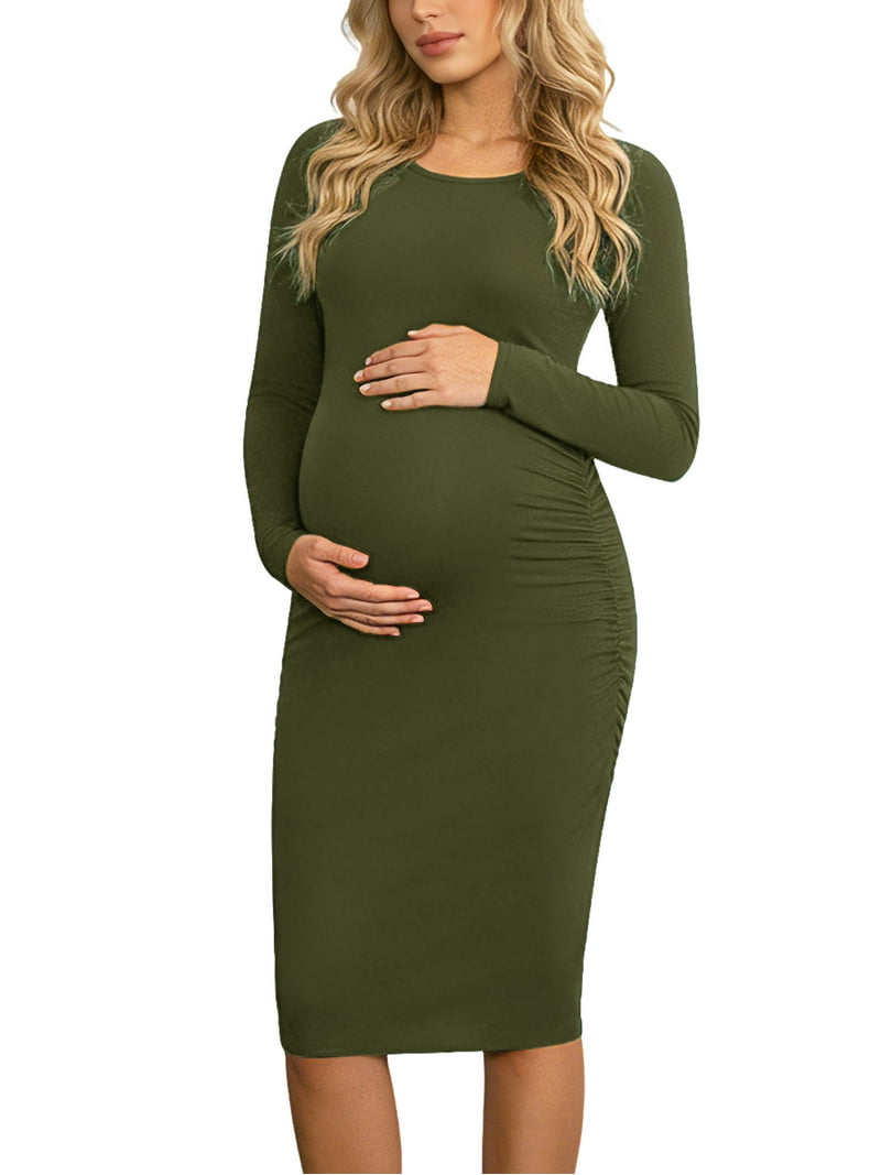 UILGO Women's 2-Pack Long Sleeve Maternity Dress Pregnancy Clothes Bodycon Dress, Size: Medium, Black UILGO Women's 2-Pack Long Sleeve Maternity Dress Pregnancy Clothes Bodycon Dress, Size: Medium, Black