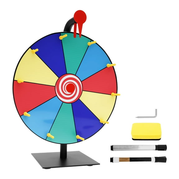 12in Prize Wheel with 15/10 Slots,DIY Interactive Spin Wheel with Stand Board Eraser and Pen Erasable Roulette Spinner for Home Party Company Classroom