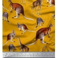thumbnail image 1 of Soimoi Gold Satin Silk Fabric Kangaroo & Giraffe Animal Decor Fabric Printed Yard 42 Inch Wide, 1 of 3