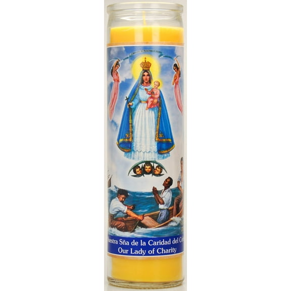 Prayer Candle Caridad Del Cobre Yellow Wax, 8 Inch