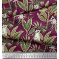 thumbnail image 3 of Soimoi Polyester Crepe Fabric Leaves & Lemur Animal Print Sewing Fabric Yard 42 Inch Wide, 3 of 3