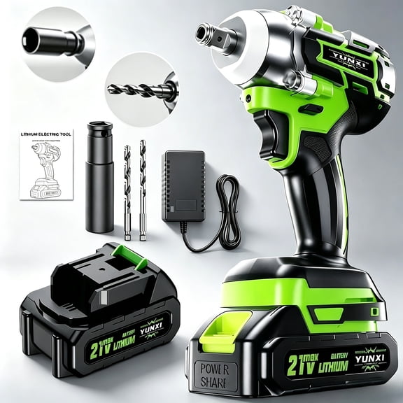 21V Cordless Impact Wrench,Brushless Impact Gun, High Torque Power Impact Driver, Electric Impact Motor Variable Speeds for Car