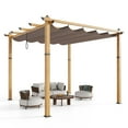 thumbnail image 2 of Garvee 10x10 Ft Outdoor Pergola with Retractable Canopy – Upgraded Aluminum Faux Wood Grain Metal Patio Pergola for Modern Backyard Deck, Porch, Grape Trellis In Khaki, 2 of 7
