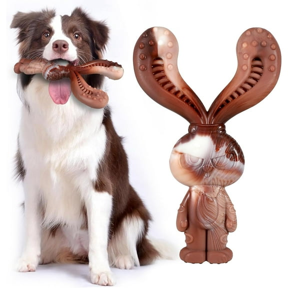 Indestructible Dog Toys for Aggressive Chewers, Tough and Durable Chew Toys for Large Medium Dogs, Interactive Dog Chew Toys to Keep Them Busy (A Rabbit)
