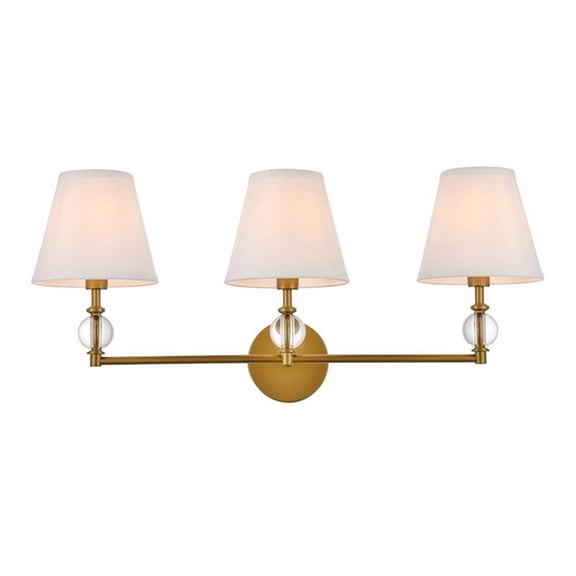 Pemberly Row Modern 3-Light Metal Bath Sconce in Brass and White