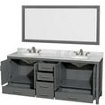 thumbnail image 2 of Wyndham Collection Sheffield 80" Wood Double Bathroom Vanity in White/Dark Gray, 2 of 3
