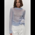 thumbnail image 4 of Suéter Básico de Cuello Redondo para Mujer, Jersey de Larga y Cuello Redondo. Azul L, 4 of 10