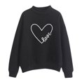 thumbnail image 2 of BLTIBY Valentines Day Shirts for Women Love Heart Printed Sweatshirts Long Sleeve Crew Neck Fashion Pullover Tops Black M, 2 of 4
