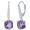 Amethyst, variant on Genuine Smoky Quartz/Blue Topaz/Amethyst Gemstone Pronged Cushion-Cut with White Topaz Sterling Silver Dangling Earrings Jewelry for Women or Teens