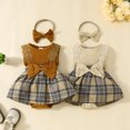 thumbnail image 4 of SUCS 2PCS Summer Newborn Baby Girl Sleeveless Triangle Dress Set Lace Big Butterfly Plaid Vest Jumpsuit Skirt, 4 of 9
