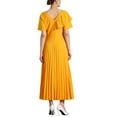 thumbnail image 3 of INSPIRE CHIC Ruffles Short Sleeve Dress Women's Asymmetrical Neck Pleated Hem Midi Summer Dress S Yellow, 3 of 6