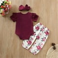 thumbnail image 4 of Baby Clothes Newborn Girls Tops Bodysuit Floral Pants Outfits Clothes Set 3PCS, 4 of 6
